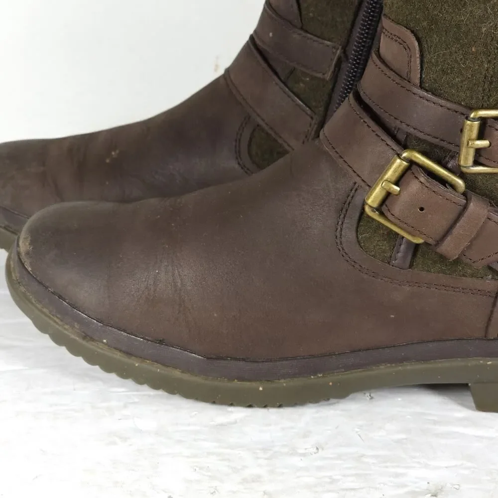 UGG Women's Simmens US 7 Brown Leather Lined LaceUp Waterproof Winter Boots